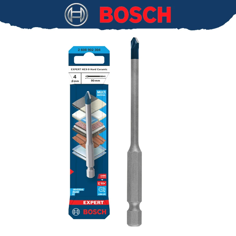 BOSCH 2608902304 EXPERT HEX-9 Hard Ceramic Drill Bit 4mm 90MM 10X Long Lifespan High Hardness Material Stone Drill Bit