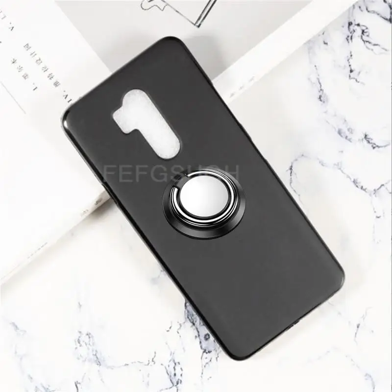 For LG G7 ThinQ G710EM G710PM G710VMP G710ULM G710EAW Back Ring Holder Bracket TPU Soft Silicone protect Case Anti falling shell