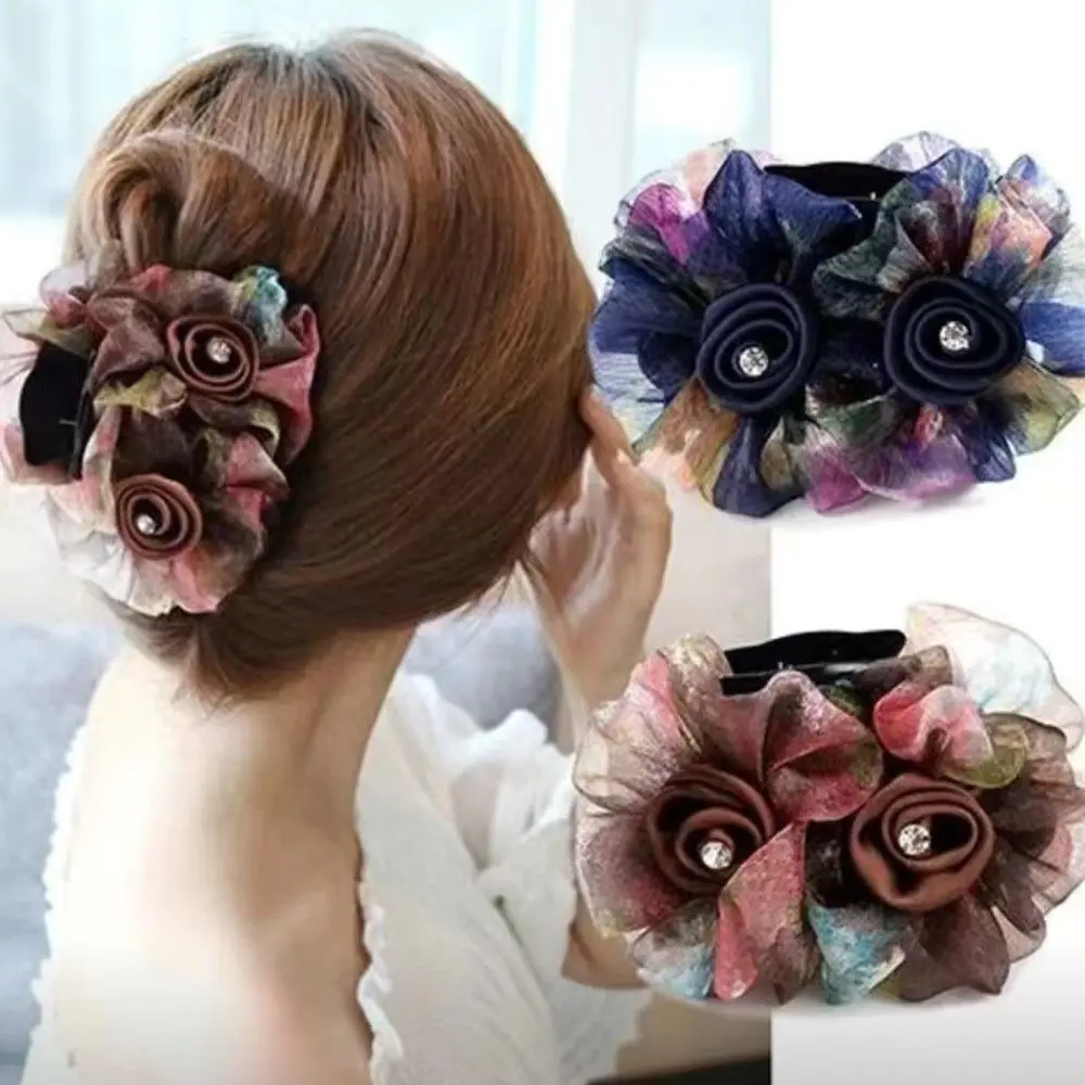 Medium 4 Flowers Barrettes Updo Shark Clip for Middle-Aged and Elderly Women  여성 헤어핀  Заколка Для Волос  Hair Accessories