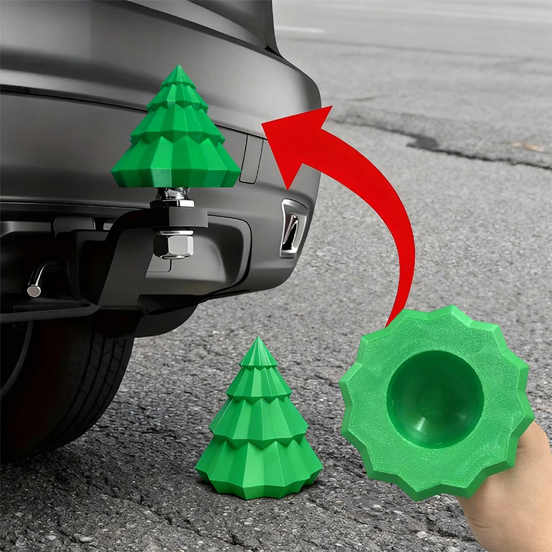 Christmas Car Trailer Christmas Tree Cap Hanging Decorations Funny Replacement Stylish Towing Hitch Cover Prevent Rusting 3D