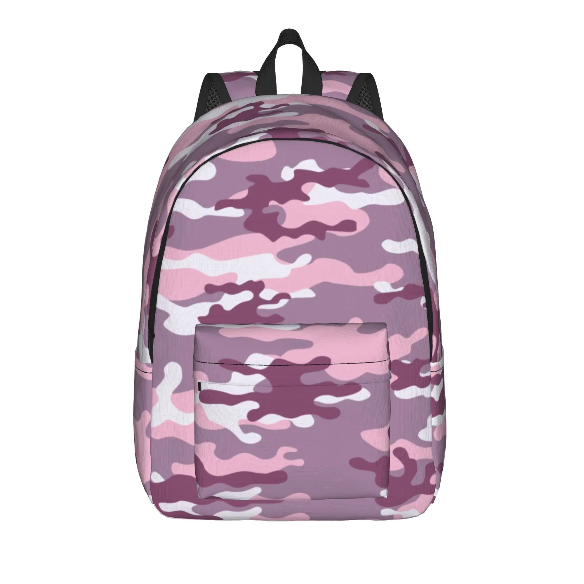 Abstract Pink Camouflage Classical Backpack Durable Student Work  Daypack for Men Women Laptop Shoulder Bag