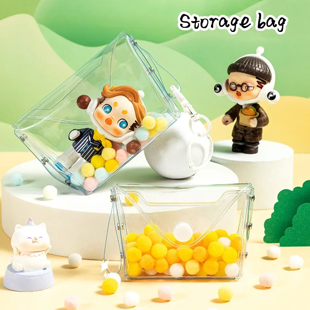 1Pc PVC Transparent Mini Cartoon Doll Pendant Bag Wholesale Handmade Blind Box Storage Bag Bubble Mart Baby Walk Bag