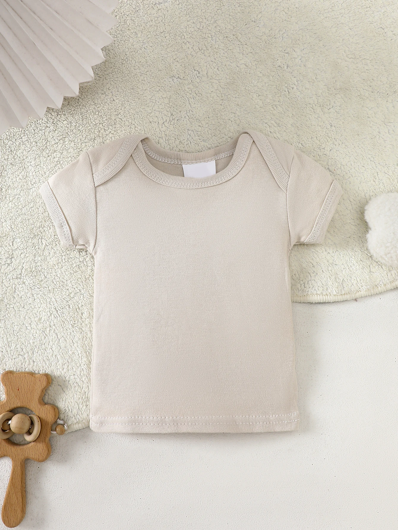 8-teiliges Unisex-Neugeborenen-Set, Beige Baby-Outfit mit Hasenmuster, Weiche Baumwolle für Alle Jahreszeiten, 0-9 Monate – Detail 7