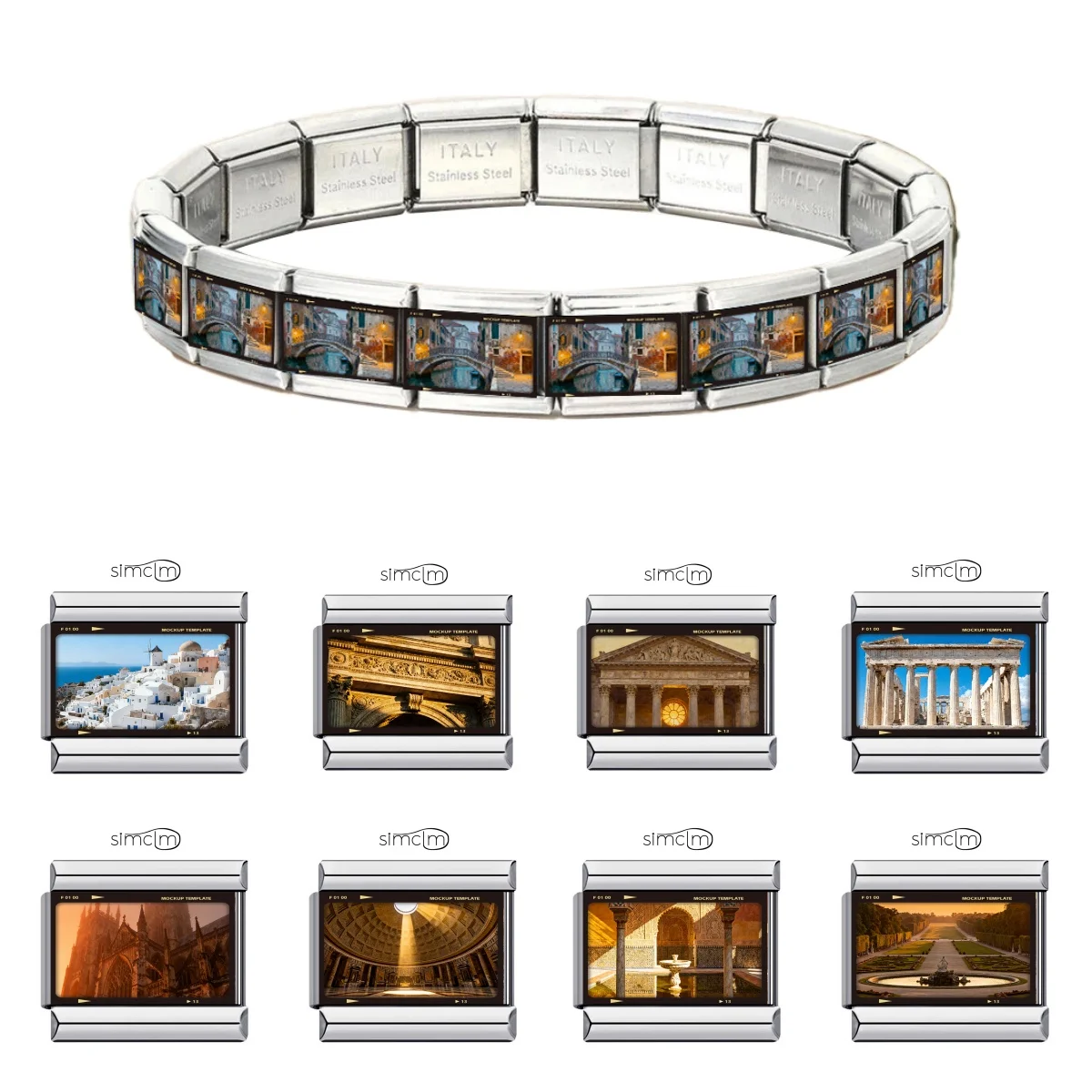 Bridge Scene Italian Link European Style Fit 9mm Stainless Steel Charm Bracelets Making DIY Beads Jewelry Travel Lover Gift