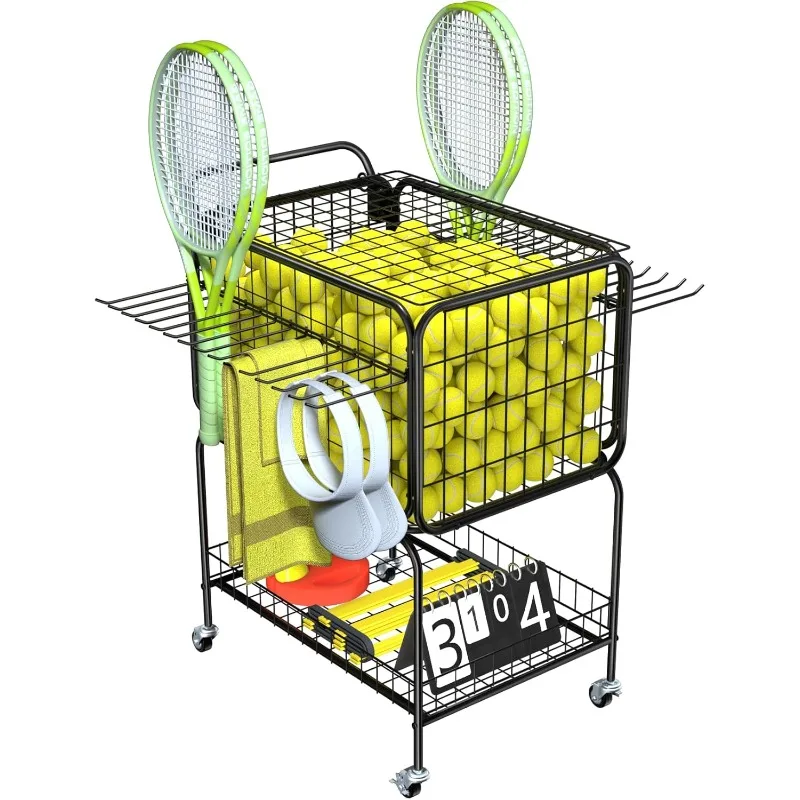 

Tennis Ball Cart for 350 Balls, Trolley Cart with Wheels Laundry Basket, Extra Large Utility Trolley for Storage Equipments