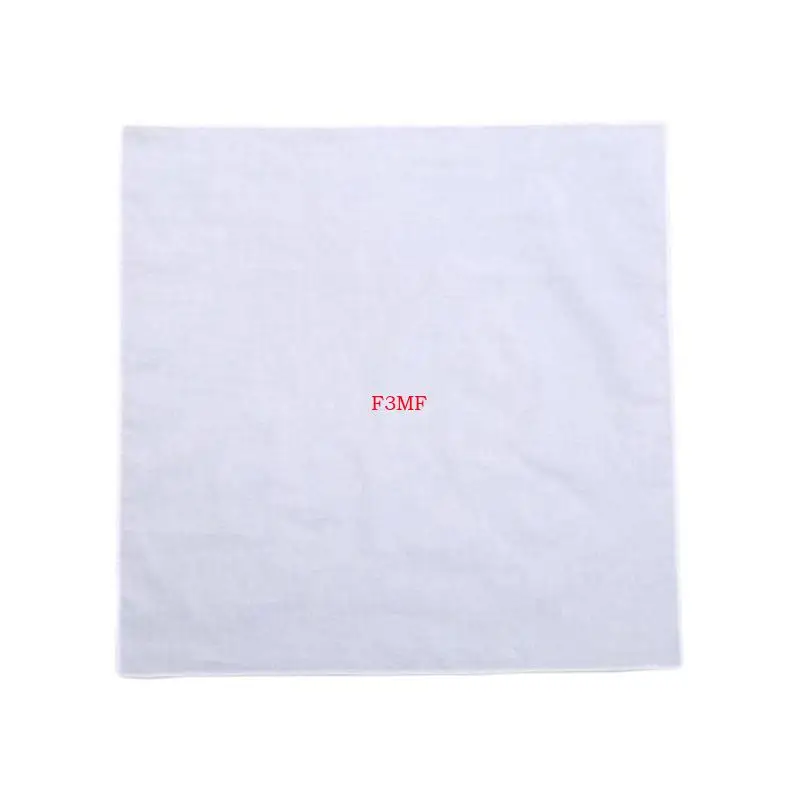 

F3MF Women Plain Portable Square Handkerchief Washable DIY Cotton Napkin Pocket Hanky