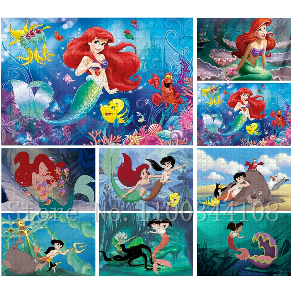 

Disney Princess Ariel Cartoon Puzzles Kids Education Toys The Little Mermaid Anime Jigsaw Puzzles Training Observation Baubles