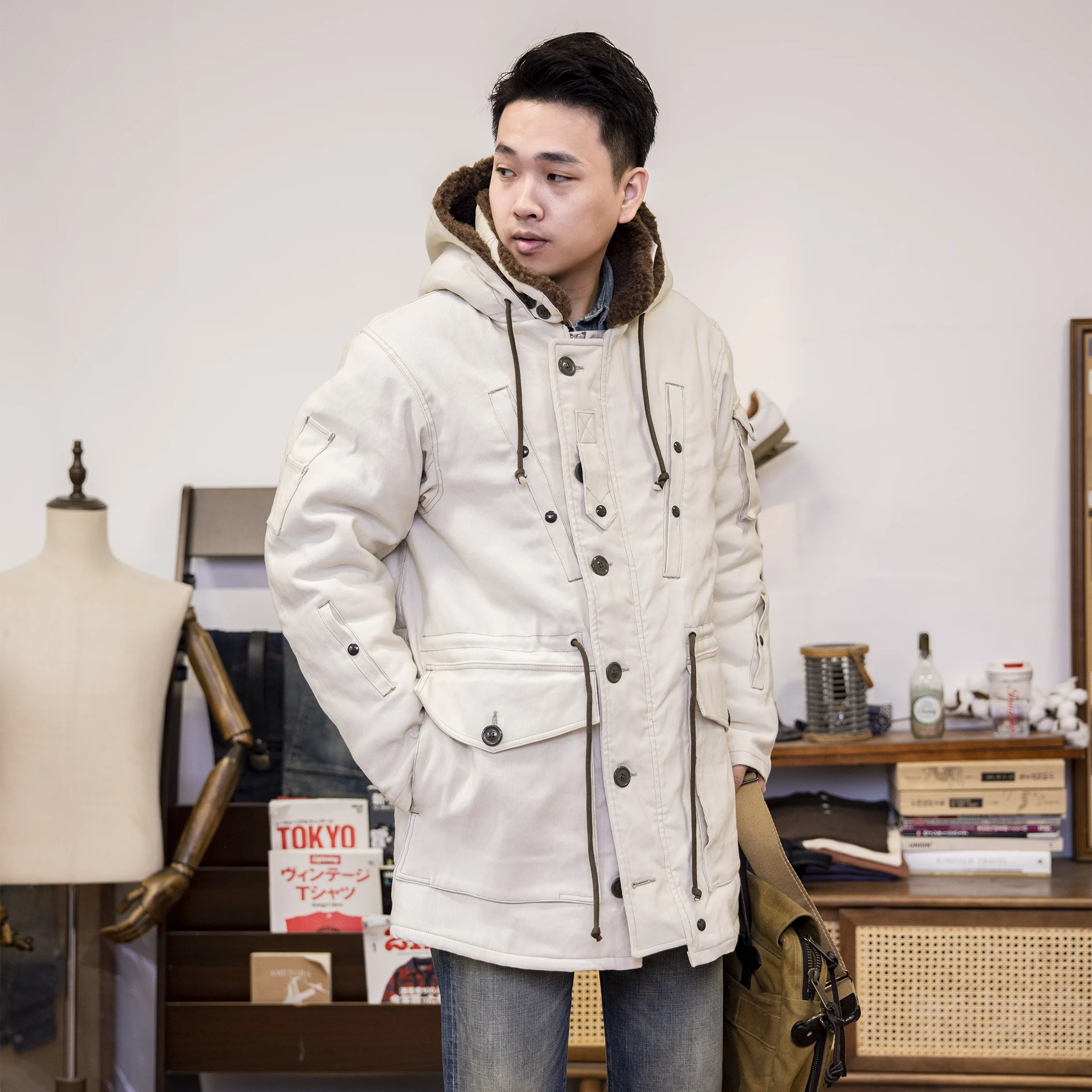 FW-0013 Red Tornado US Size Army Super Heavy Cotton Coat High Quality 70% Wool Lining  Research  Jacket