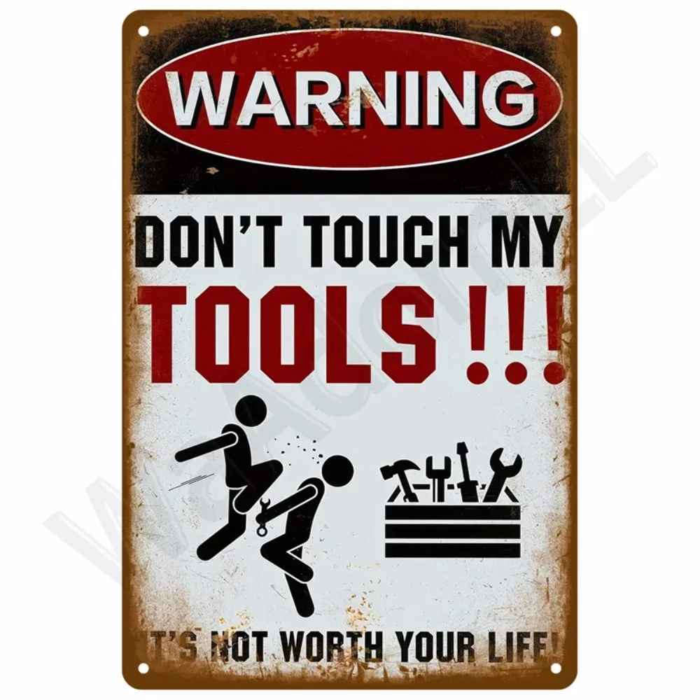 Vintage Retro Metal Tin Sign, Aesthetic Bedroom Wall Art Mural for Men Room Home Decor