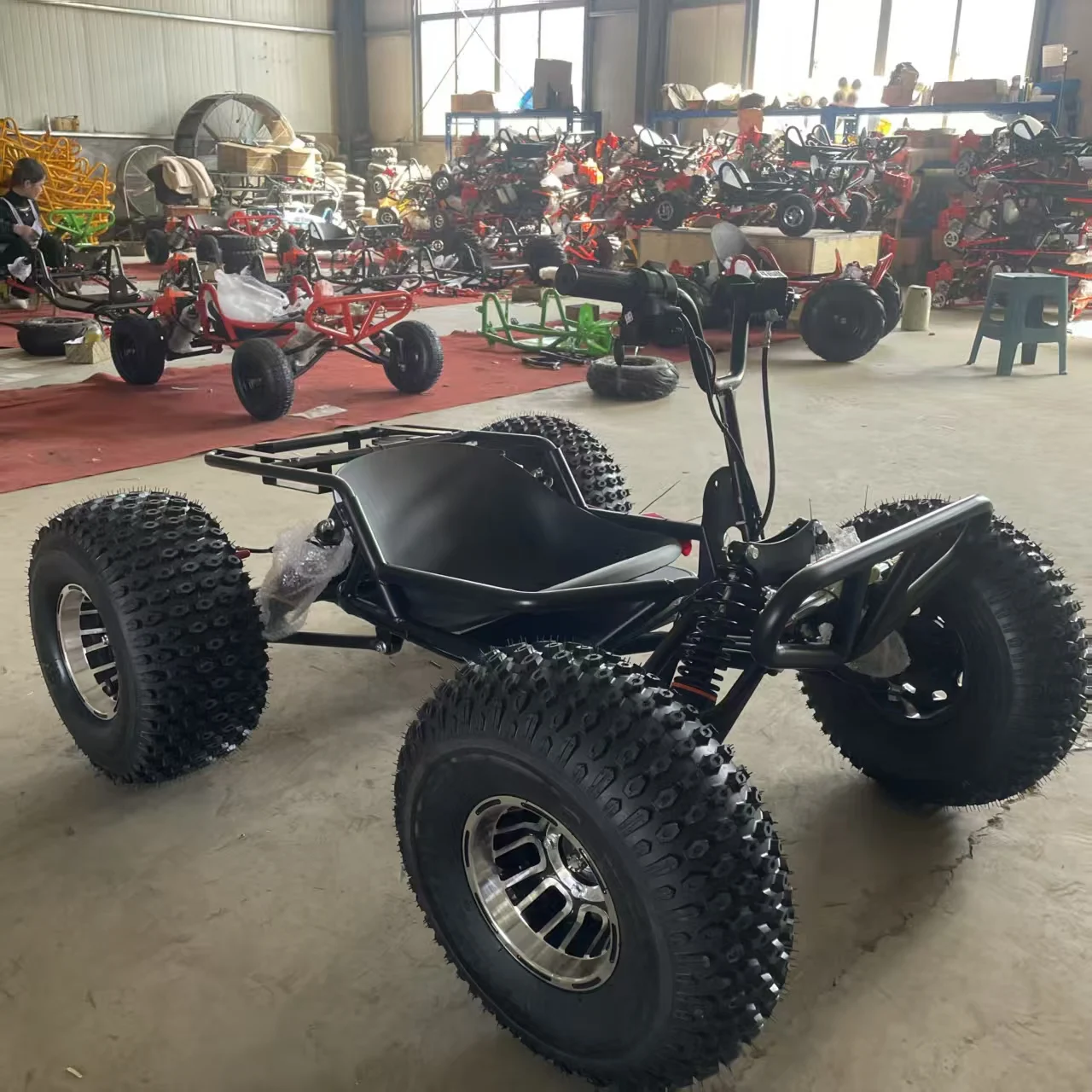 

Electric 10inch Aluminum Wheels Treaded Tires All-Terrain Adult Off-Road Mountain Foot-Powered Kart 48/25A Outdoor Beach Go-Kart