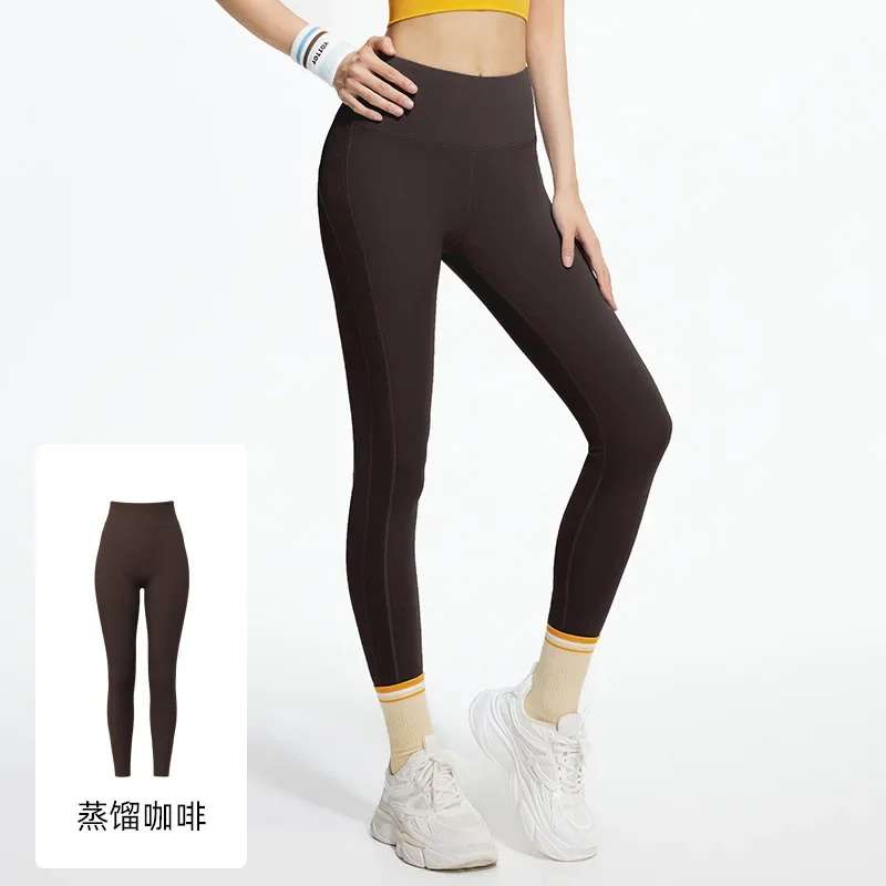 Leggings sem costura femininas esportes fitness yoga calças de cintura alta listrado respirável sexy calças esportivas correndo ginásio push up