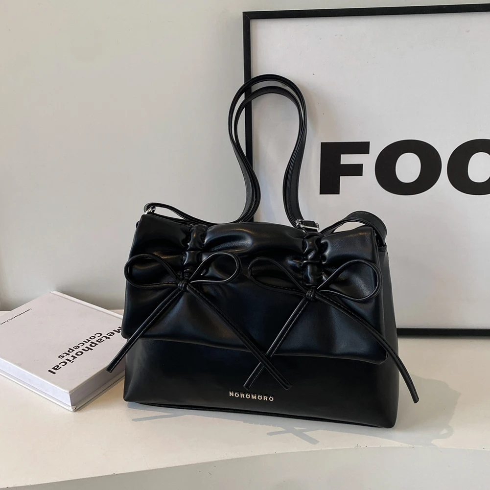 

Women Bowknot Pu Shoulder Bag Crososbody Bag With Adjustable Shoulder Strap Large Capacity Bag Shopping Bag for Daily Office Use