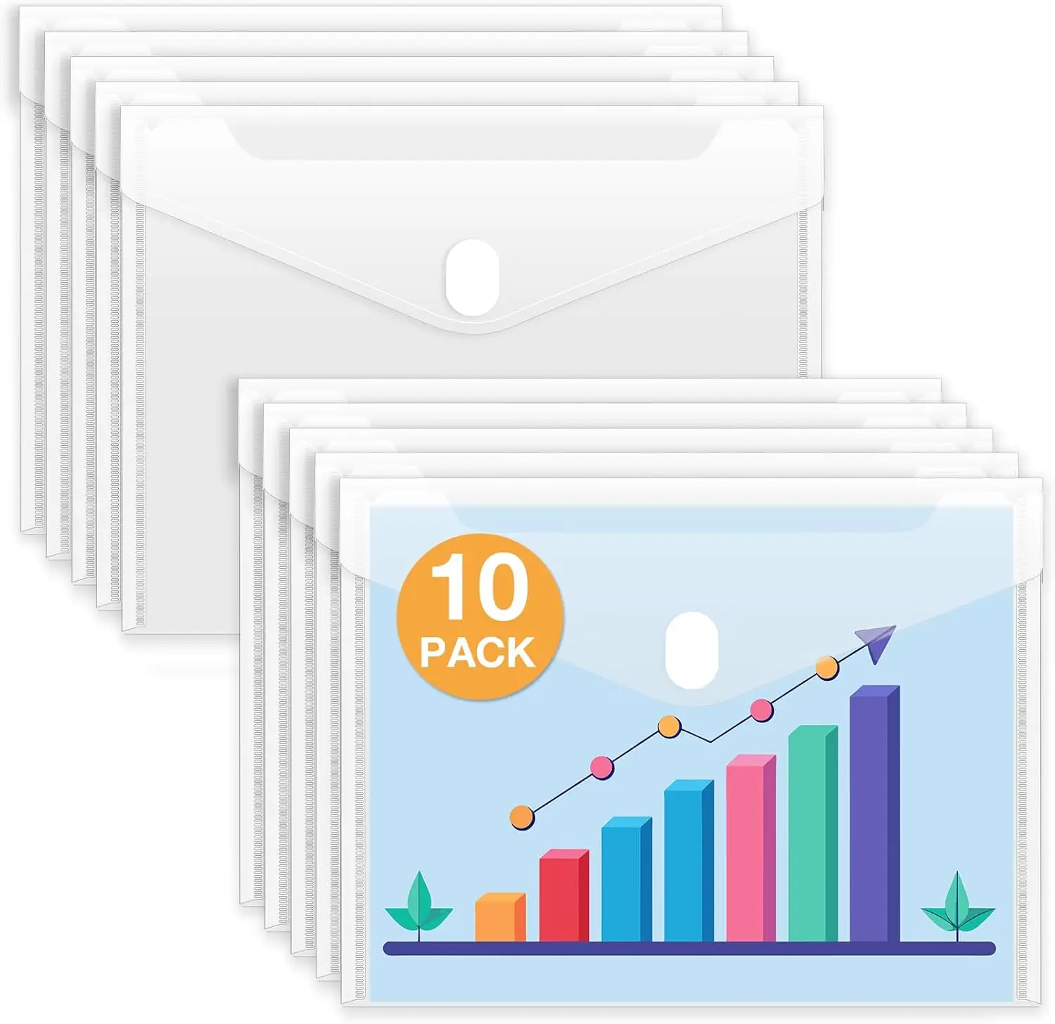 

10 Pack A4 A5 A6 A7 Size Plastic Envelopes File Folders, Rainforced Clear Folder Important Document Organizer,for School Office