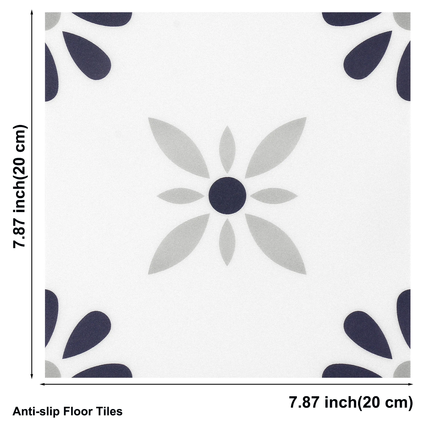 Wostick Square Shape Stickers Flower Design Peel and Stick Floor Tiles 6 Sheet 20*20 cm Waterproof Anti Slip Kitchen Bathroom