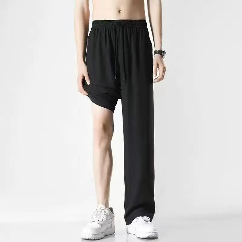 

Summer Ice Silk Casual Pants for Men's Thin 2025 Loose Versatile Breathable Quick-drying Sports Straight Pants