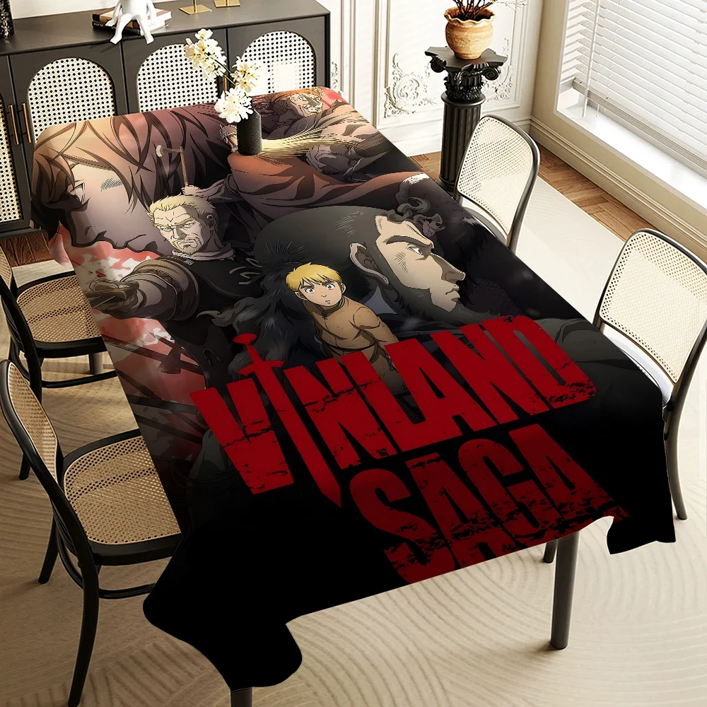 

Аниме V-Vinland Saga, водонепроницаемая прямоугольная скатерть Fiesta, домашний декор, декор для столовой, многоразовая крышка для стола, товары для вечеринок
