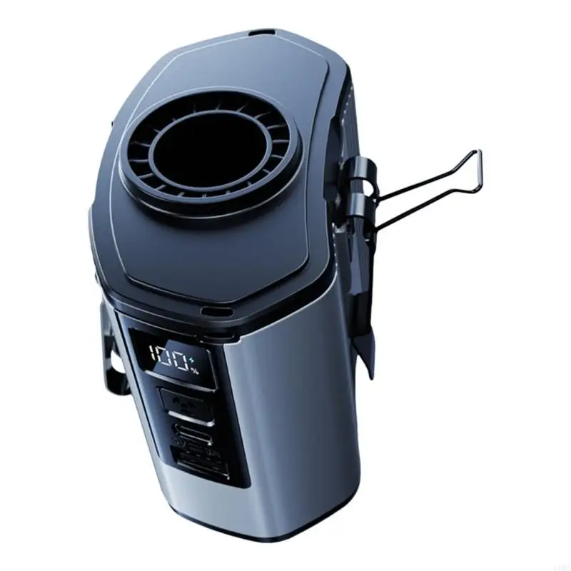 مروحة سفر بقدرة 12000 مللي أمبير في الساعة، مروحة خصر ذات نسيج ABS مناسبة للسفر والتخييم في الهواء الطلق