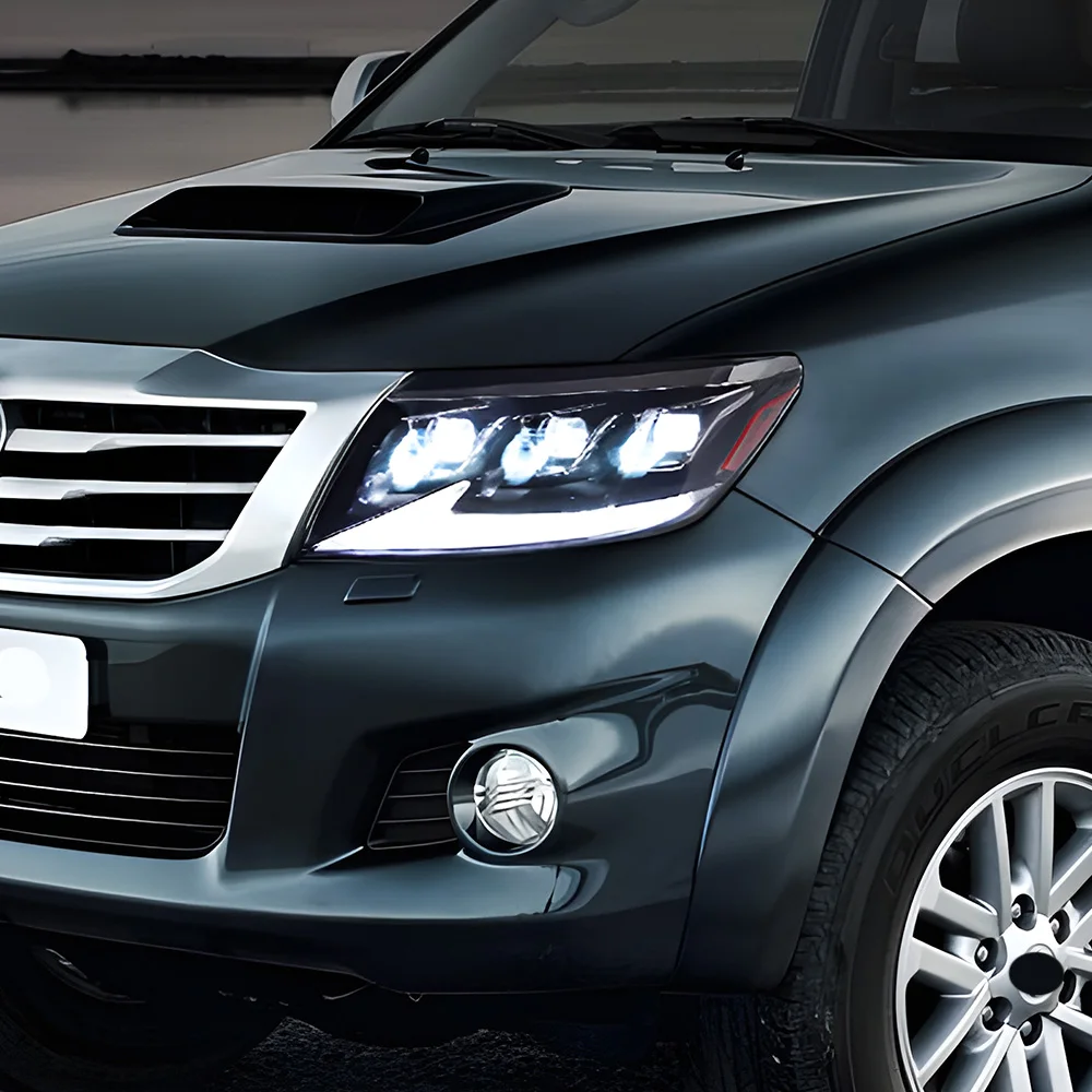 

Автомобильные передние фонари для Toyota Hilux Vigo 2012-2014, светодиодные автомобильные фары в сборе, обновление, высокое качество, аксессуары с 3 линзами проектора