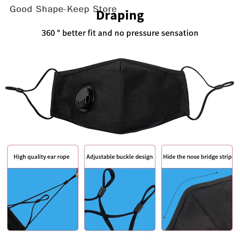 

Унисекс против загрязнения PM2.5 Пылезащитные маски Моющиеся многоразовые хлопковые прокладки Съемные Дышащие Путешествия PPE Удобные