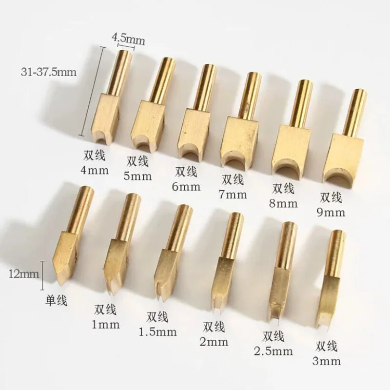 18PCS Leather Electric Heating Copper Edge Presser Burnishing Heads Set for Leathercraft Creaser Trimming Wiring Tool Kit