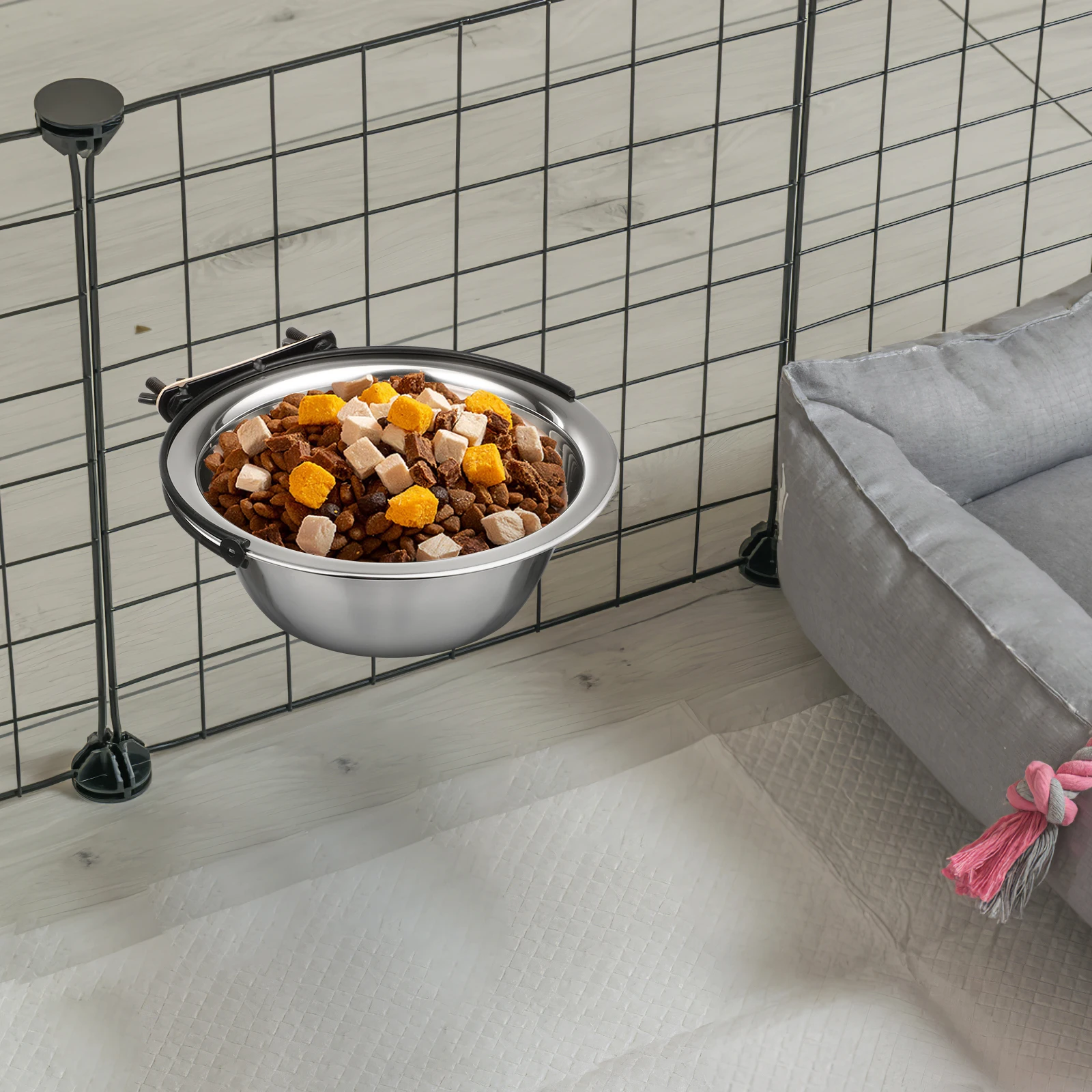 

Stainless Steel Dog Bowl Hanging Pet Bowls for Kennel Crate Water and Food Puppy Feeder