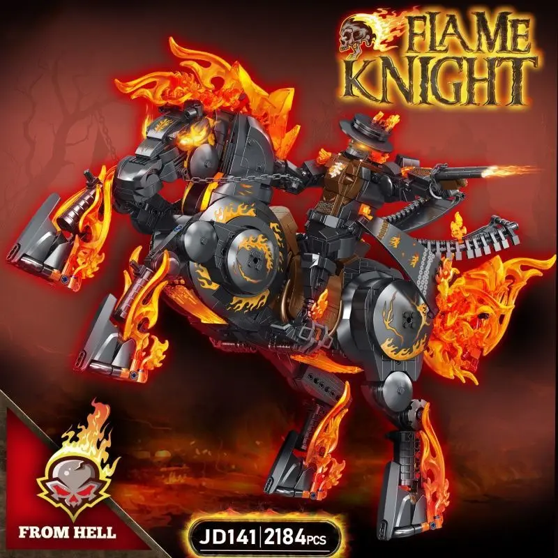 

Новый конструктор 2026 года в стиле «Мотоциклист-призрак», MOC-модель «Скелетный байкер и пламенное лошадиное огненное дыхание», набор кирпичиков для сборки, игрушка для детей, подарок