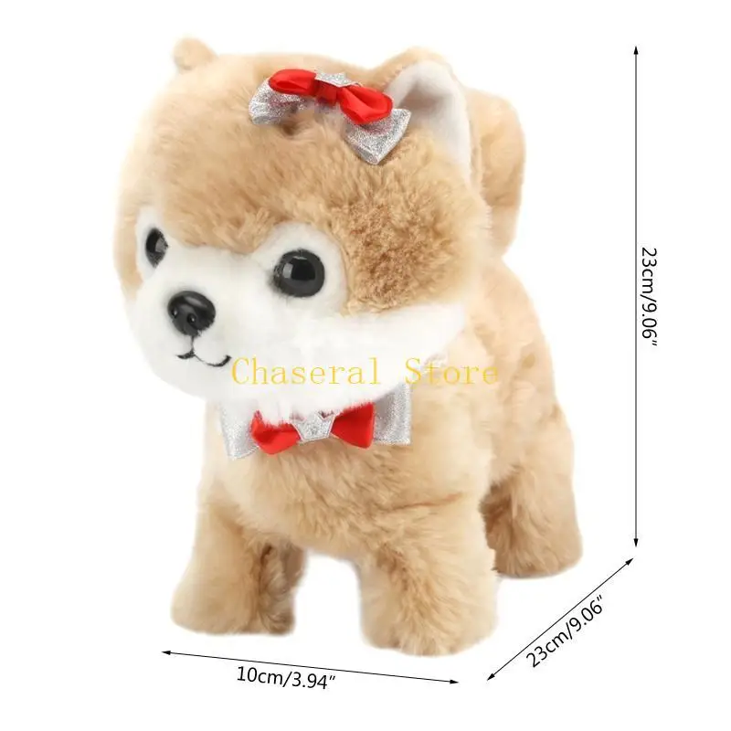 E7CE Simulated Electric Robot Dog Little Puppy Can Walk Bark Nod Wagging Tail Imulation Plush Stuffed Animal Dog