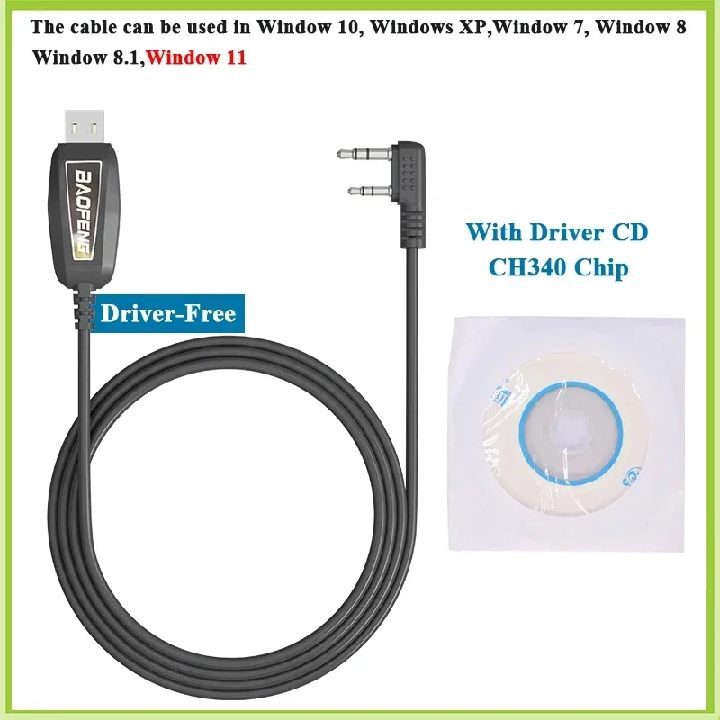 USB Programming Cable for walkie talkie UV-21 UV-5R UV-18 Pro Max UV-17 Quansheng UV-K6 Chip Support Window 11 Radio Accessories