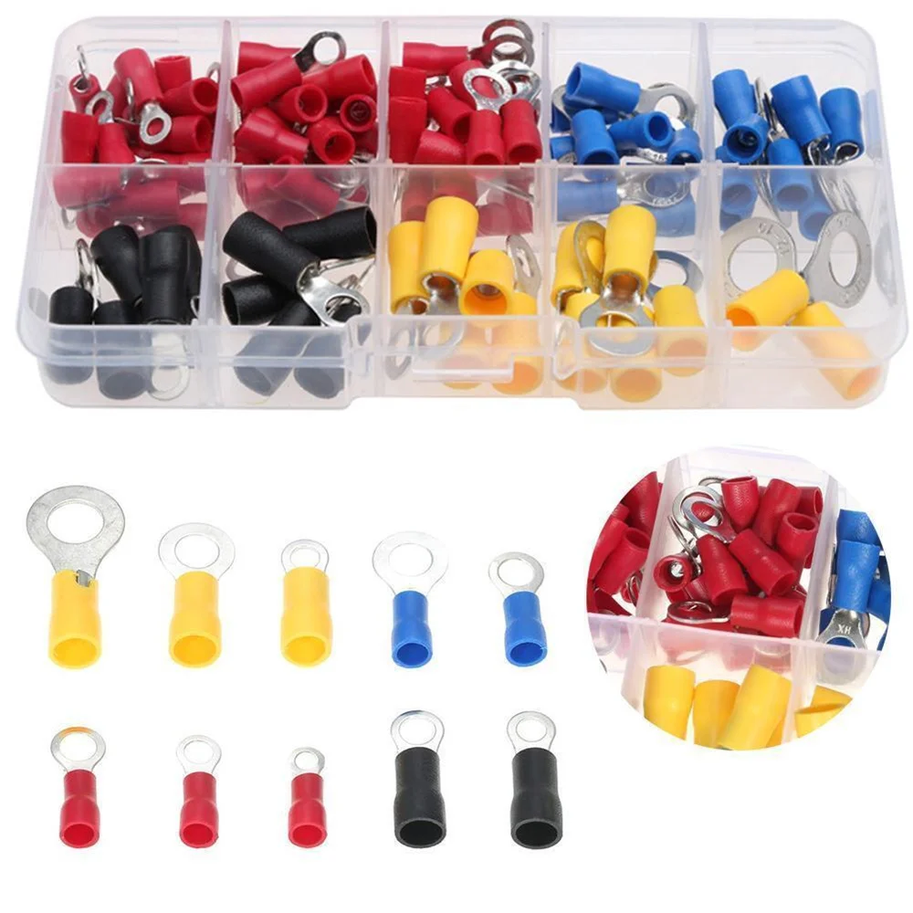 102PCS Insulated Ring/Spade/Crimp Wire Connectors Splice Terminals Kit 22-10AWG