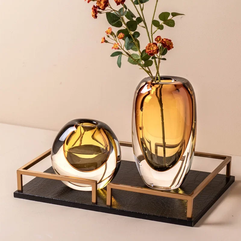 Gradient Two-color Glass Vase, Dining Table Flower Arrangement, Glass Container, Aromatherapy Diffuser, Living Room Decoration