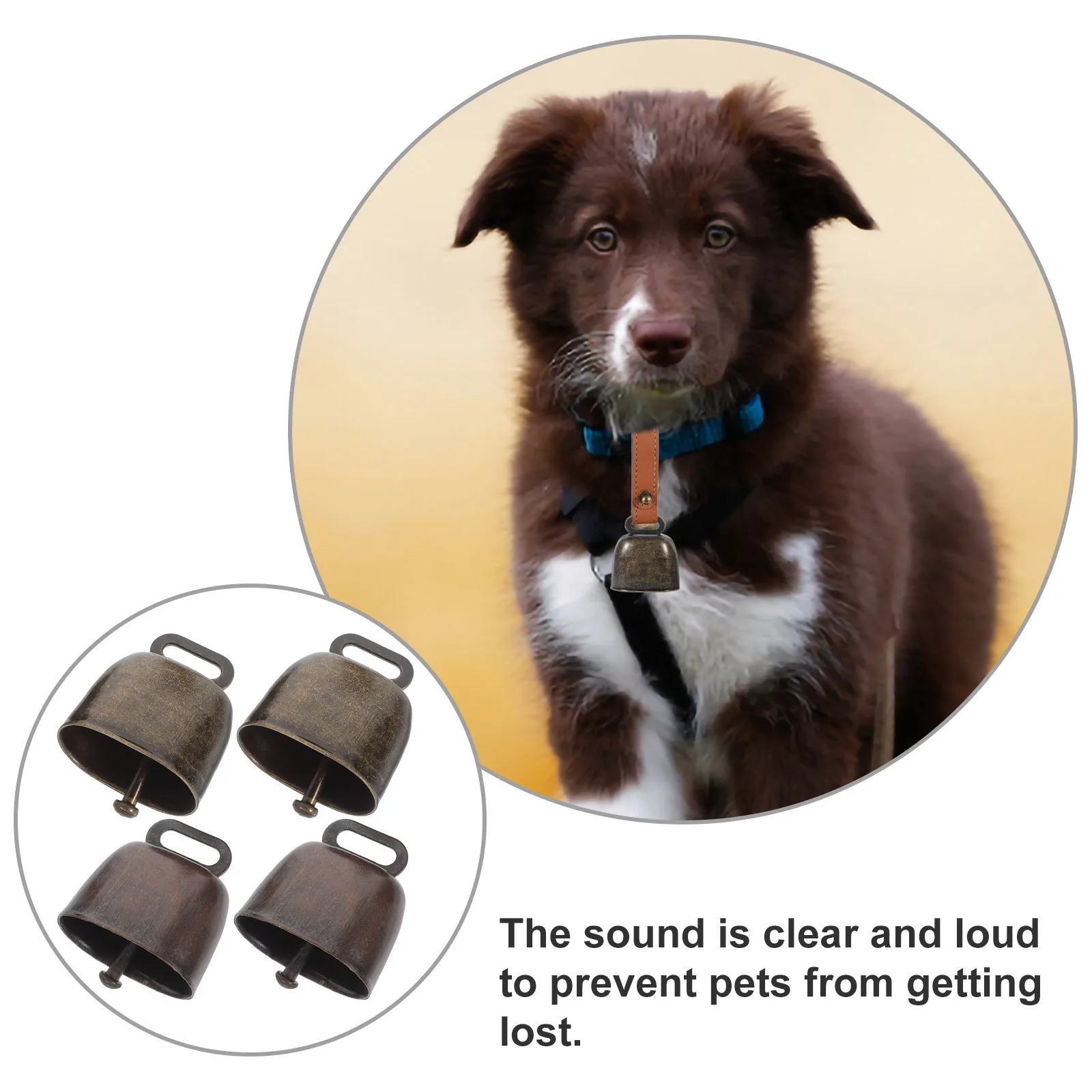 4 Uds. De campanas para mascotas, campana antipérdida de estilo Vintage para gatos, perros, campanas de hierro, suministros para pastoreo agrícola, adorno colgante de oveja y vaca