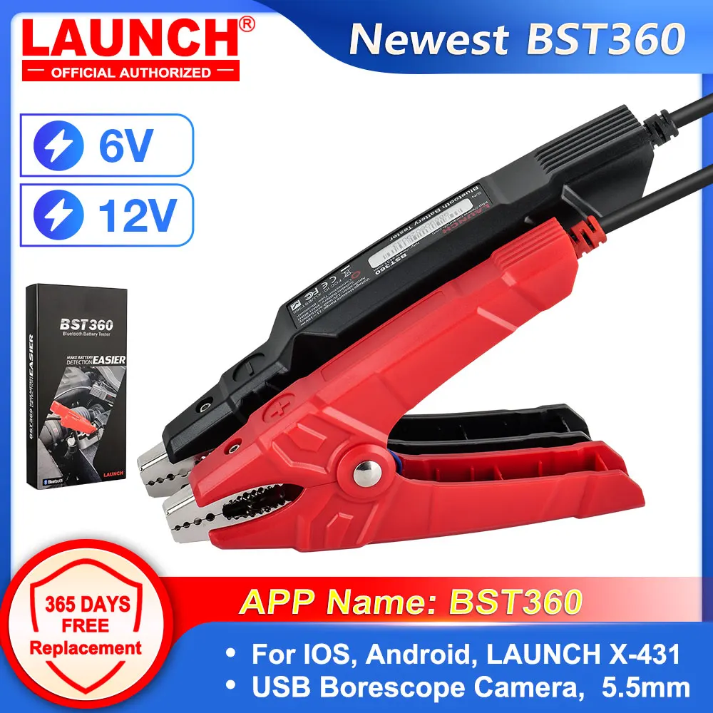 LAUNCH BST360 12V Car Battery Tester Automotive Cranking Charging Test Scanner Tools for X431 V/V+/PRO3S+/PAD V/Android/IOS