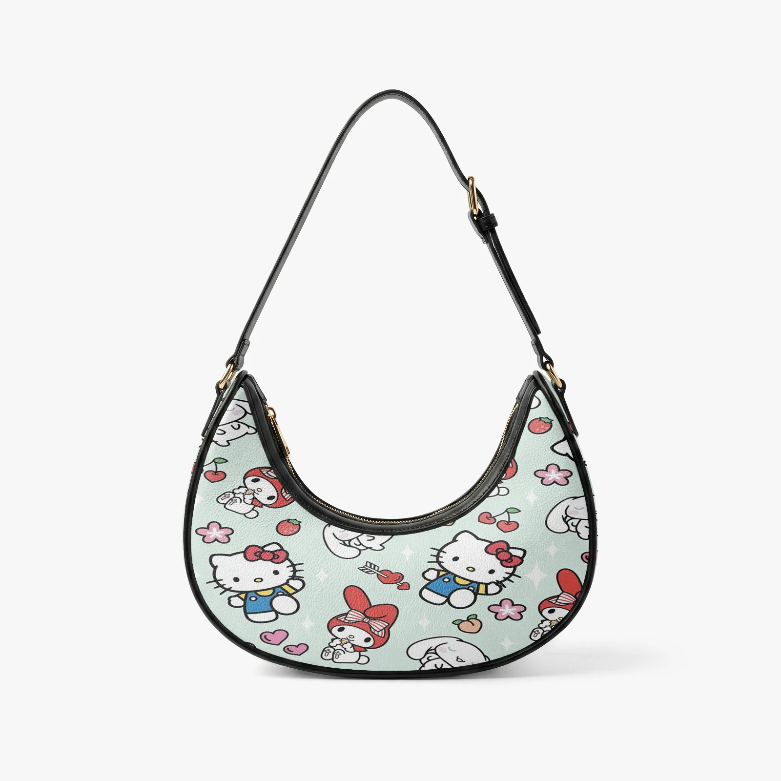

Сумка-полумесяц с индивидуальным дизайном из ПУ, модная и милая, с принтом Hello Kitty, высококачественная женская сумка