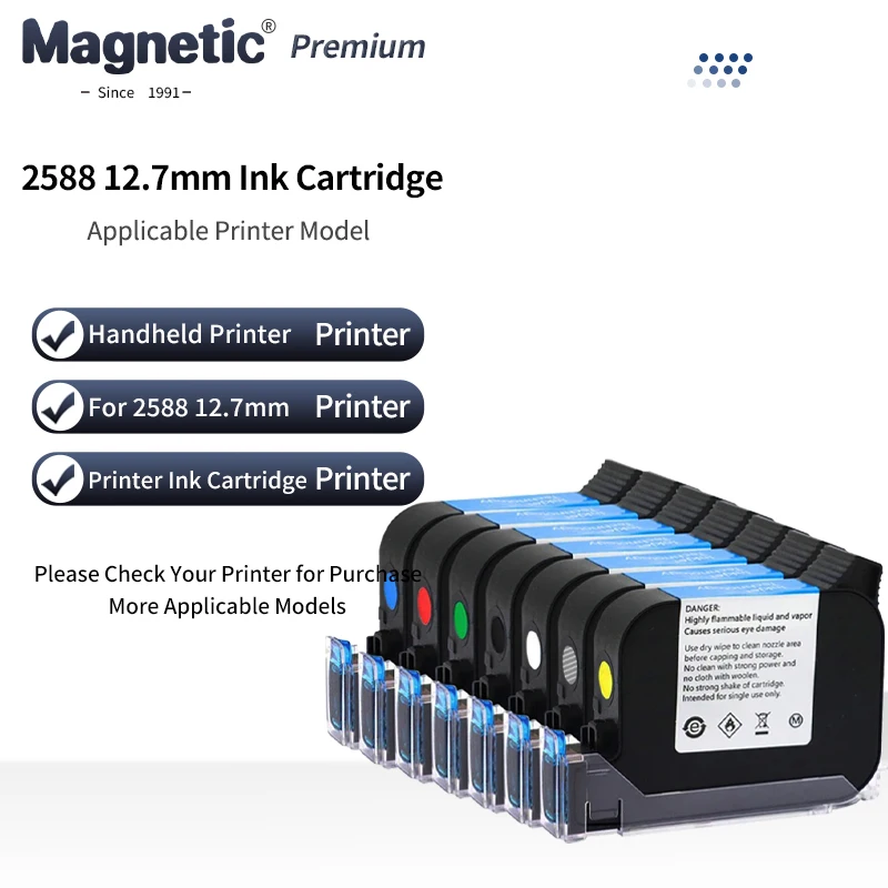 

2580P Encryption 12.7mm Eco Solvent-based fast dry Quick-drying Colorful Ink Cartridge Handheld Inkjet Printer Ink cartridge