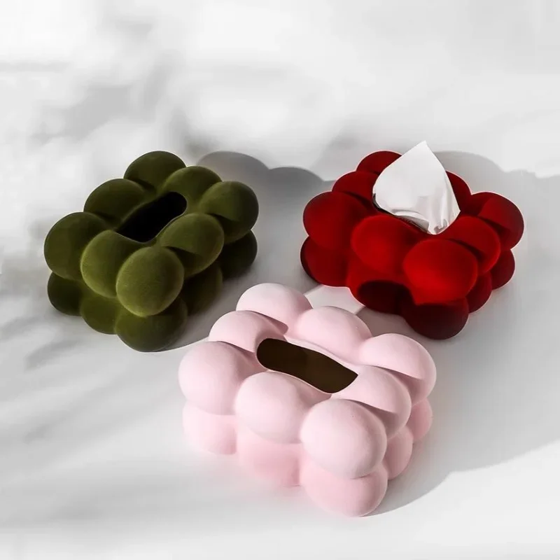 

Flocked Tissue Box Geometrically Spherical Bubbles Ball Paper Towel Holder Napkin Holder Tabletop Storage Container Organization