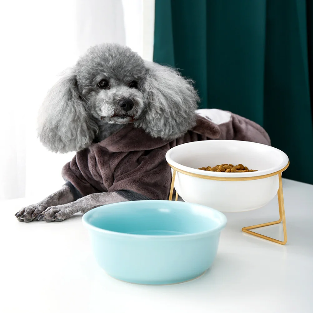 

1Pcs Pet Feeding Bowl Ceramic High Foot Elevated Food Dish Stable Base Cat Dog Food Feeder 800ml Cervical Support Bowl