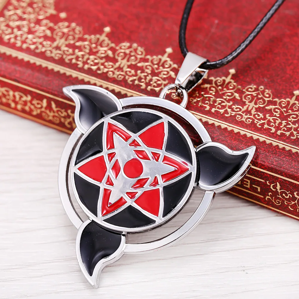 Anime Uchiha Sasuke Sharingan Necklace Figure Kids Toy Ninja Cosplay Gift Metal Pendant