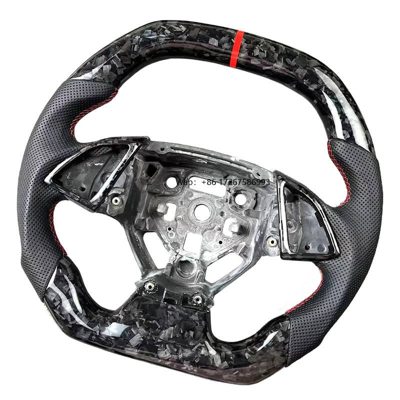 

High Quality Custom Forged Carbon Fiber Leather Steering Wheel Sports Design Style for Chevrolet Camaro C7