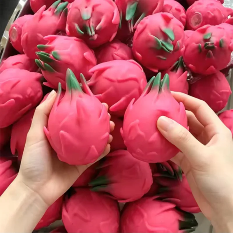 Dragon Fruit Squish Ball Squeeze Stress Reliever Fidget Sensory Toy Simulation Fruit Food,Squeeze Balls For Party Gifts