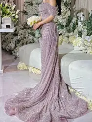 Customized Luxury Women Prom Dress Off Shoulder A Line Long Formal Evening Dress Wedding Party Gown robes de soirée فساتين سهرة