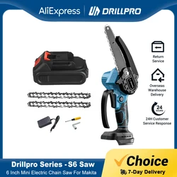 Drillpro 6 Inch Mini Electric Chain Saw Rechargeable Woodworking Pruning Logging Saw Garden Power Tool for Makita  Battery