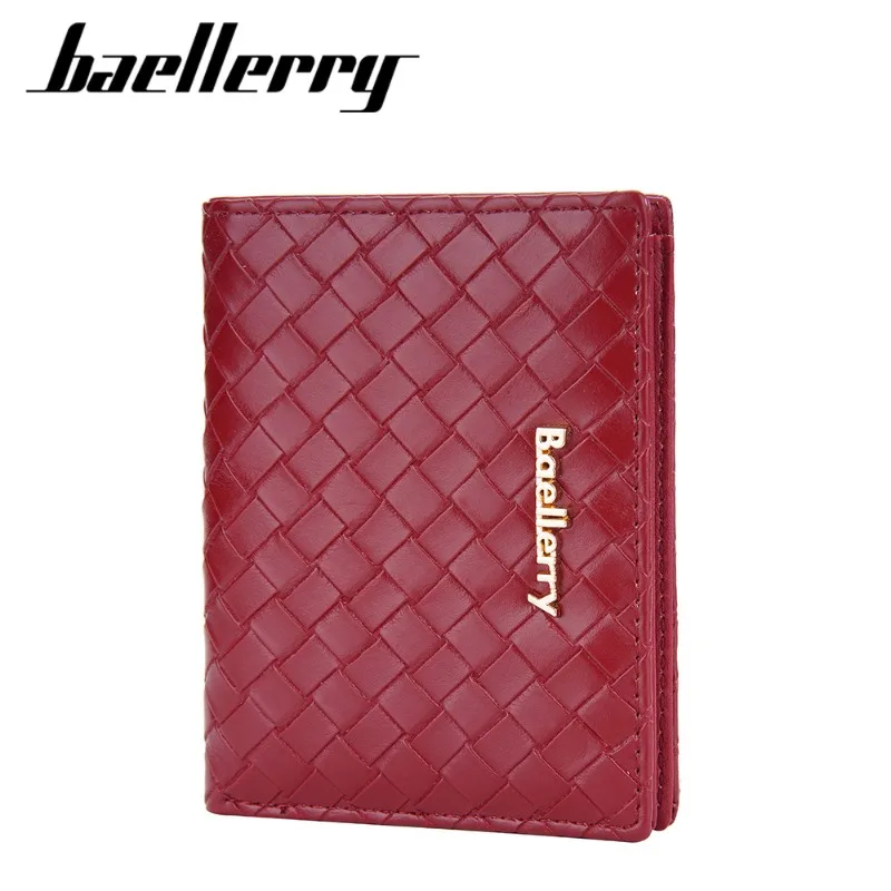 Новый женский кошелек Baellerry с плетеным узором, короткий, на кнопке, с множеством отделений для карт, для хранения кредитных карт, тонкий кошелек