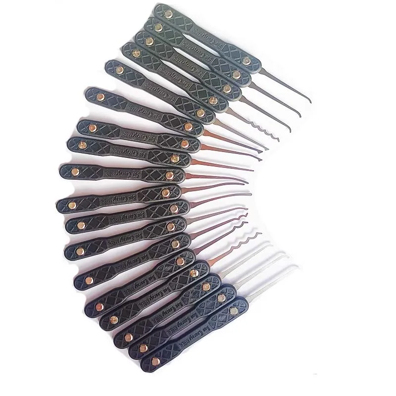 

High Quality Bon Courage Kyreal Black Handle 18PCS Hooks Stainless Steel 0.5MM Thickness with 7 Tension Tools Locksmith Tools