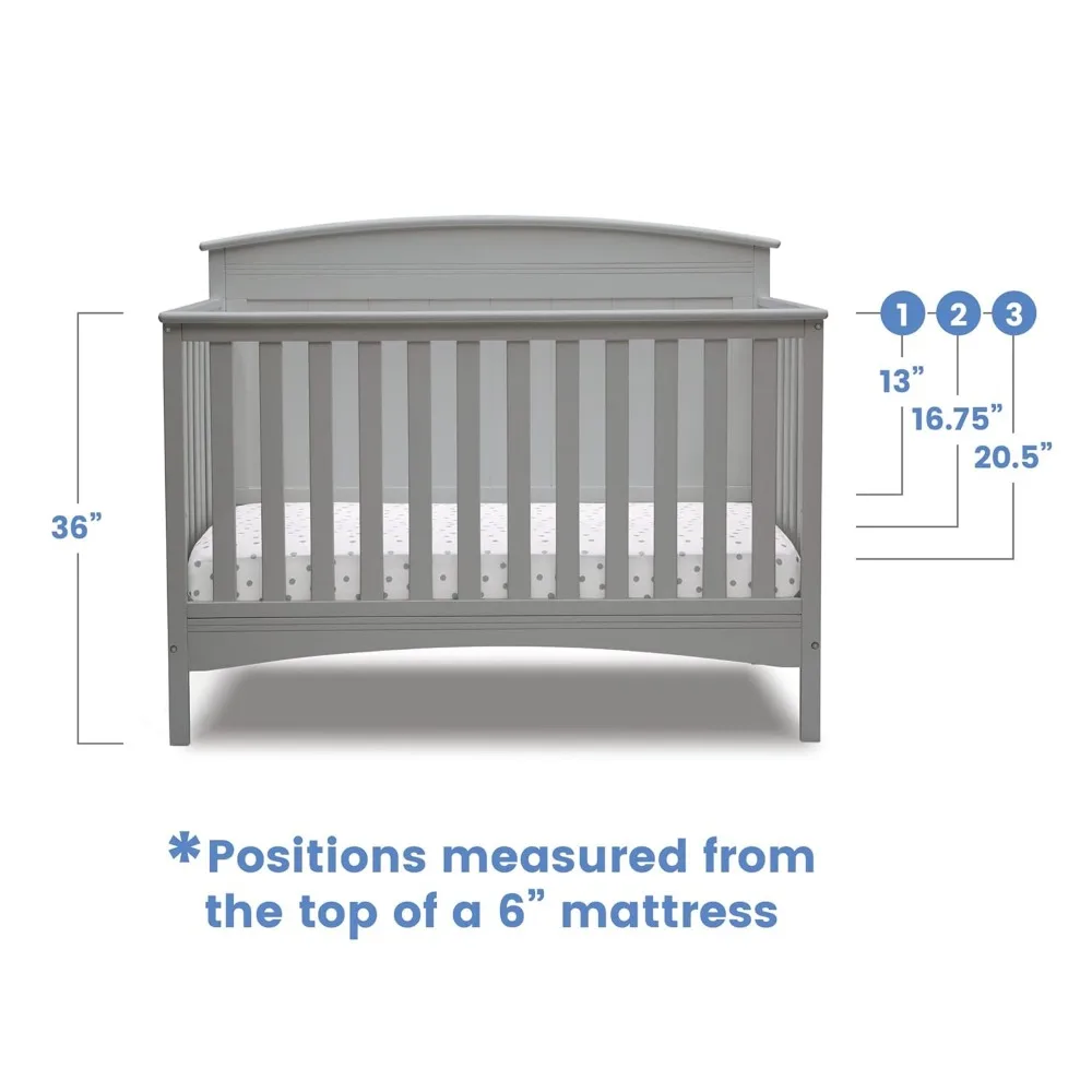 아처 솔리드 패널 컨버터블 아기 침대, 그린 가드 골드 인증, 그레이, 4 인 1