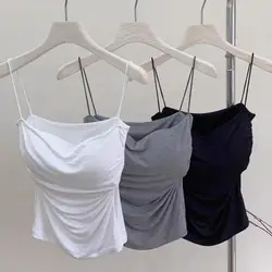 Sexy Sleeveless Tank Tops Women Casual Vest Crop Camisole Seamless Sports Underwear With Chest Pads Summer Female Bra Lingerie