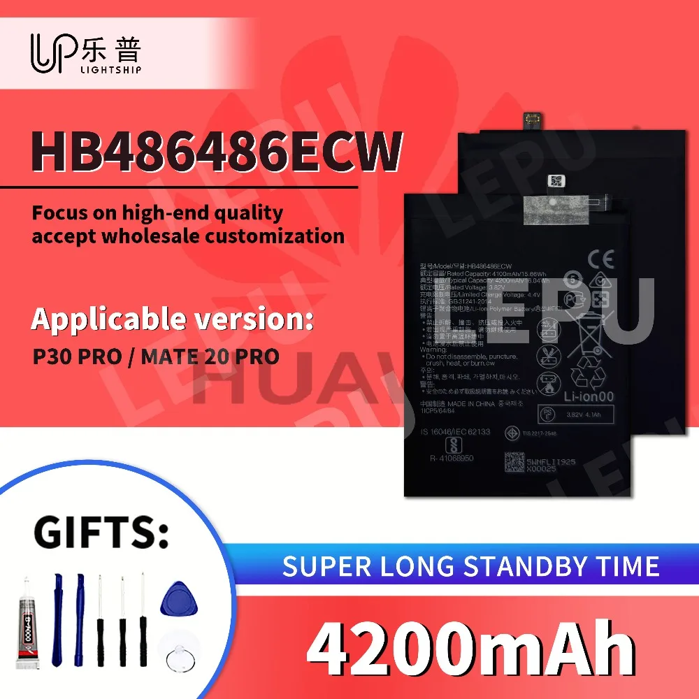 

New HUAWEI MATE 20 PRO Battery HUAWEI P30 PRO Battery HB486486ECW 4200mAh Replacement Battery HUAWEI MATE 20 PRO + Tools Kits