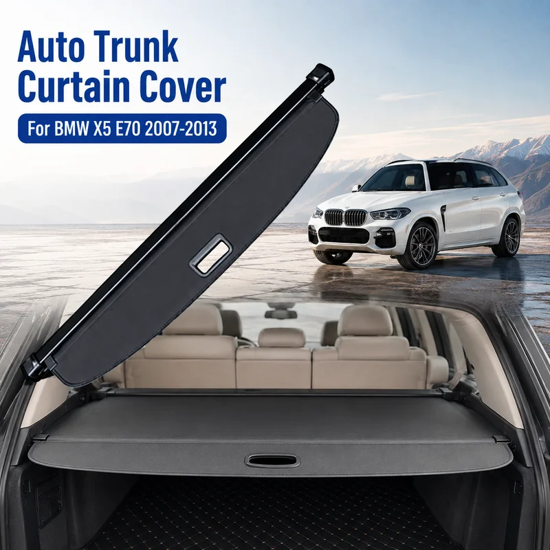 Auto Trunk Curtain Organizer Cover For BMW X5 E70 2007-2013 Car Cargo Cover Trunk Rear Rack Luggage Storage Waterproof Shield