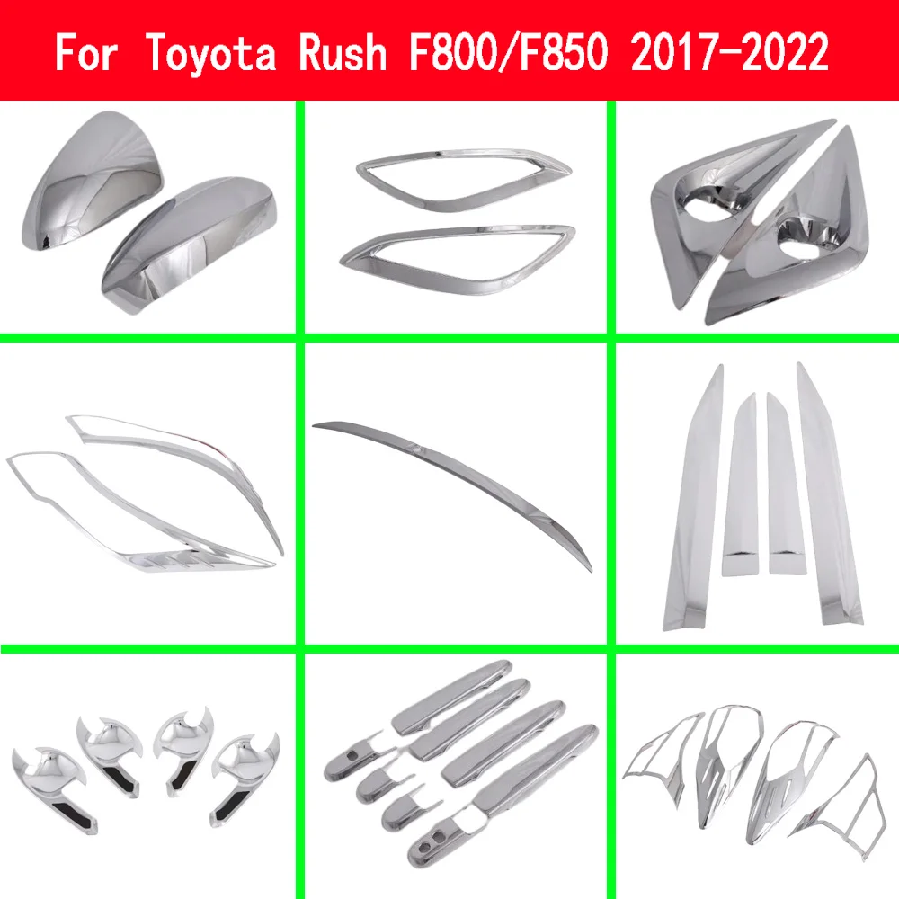 

For Toyota Rush F800/F850 2017 2018 2019-2022 ABS Trim Fog Light Frame Door Body Handle Bowl Cover Mirror Fuel Trunk Engine Hood