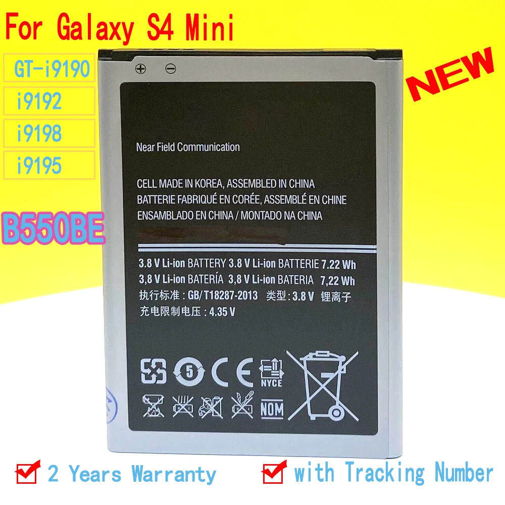 100% New B500BE High Quality Battery For Galaxy S4 Mini GT-i9190 i9192 i9198 i9195 In Stock Fast Delivery With Free Tools