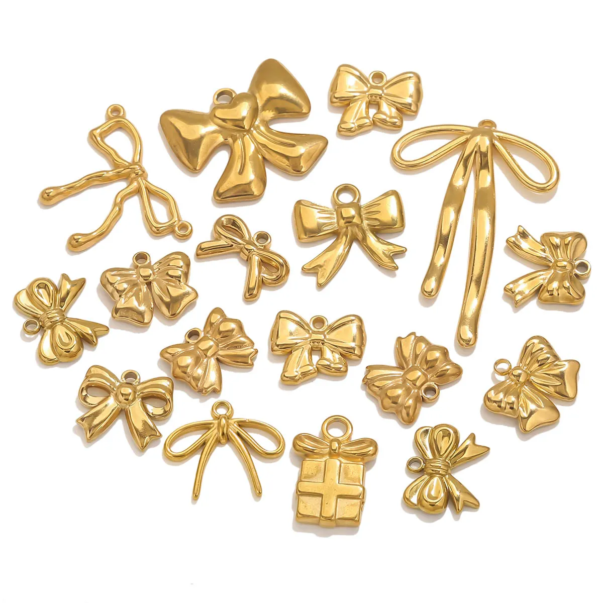 5 Stück Schmetterlingsschleife Edelstahl Charms für DIY Geschenke Halskette Armband Ohrringe Frau Schmuckherstellung Zubehör Großhandel